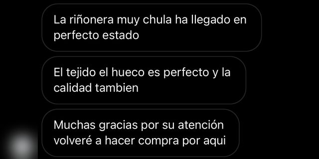 Mensaje de un cliente al recibir su pedido