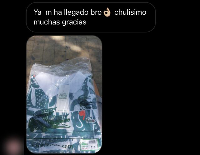 Mensaje de un cliente al recibir su pedido